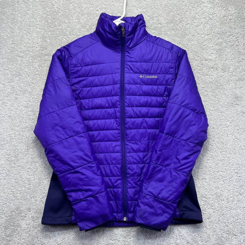 Columbia Puffer Jacket Womens S Purple Powder Pillow Hybrid Insulated Full Zip
